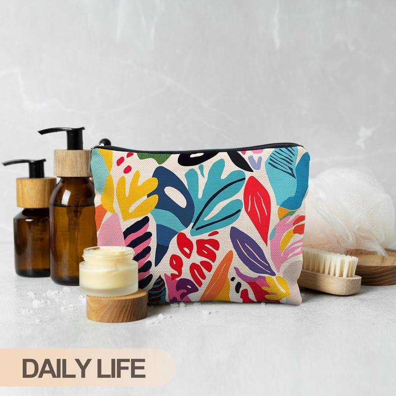 RYYCDOI Abstract Colorful Floral Makeup Bag, Trendy Maximalist Funky Tropical Flower Cosmetic Bags for Women, Eclectic Botanical Zipper Makeup Pouch - Image 4